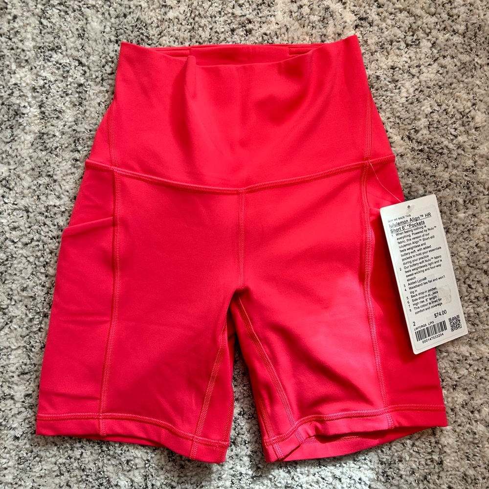 NWT Lululemon Align Shorts With Pockets 6" Lipgloss